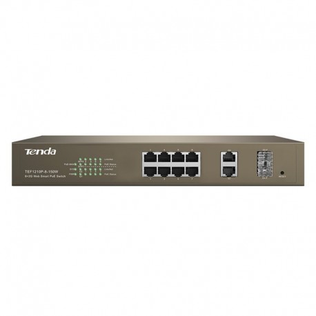 Tenda TEF1210P-8-150W 8-Port 10/100Mbps + 2 Gigabit Web Smart PoE Switch