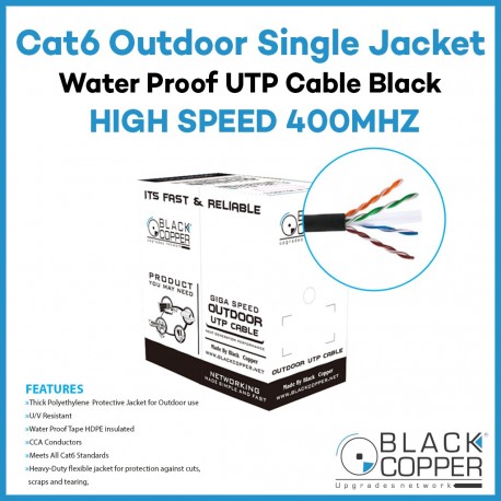 Black Copper CAT-6 Outdoor Single Jacket Cable UTP Waterproof Black