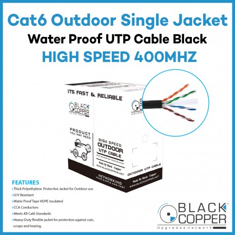Black Copper CAT-6 Outdoor Single Jacket Cable UTP Waterproof Black