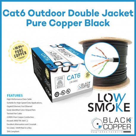 Black Copper CAT-6 Outdoor Double Jacket Pure Copper Cable