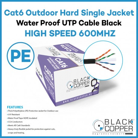 Black Copper Cat-6 UTP PE Single Jacket