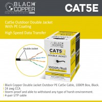 Black Copper Cat-5e Outdoor Double Jacket Cable Roll