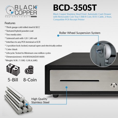 Black Copper Cash Drawer BCD-350ST