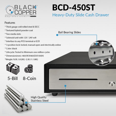 Black Copper Cash Drawer BCD-450ST