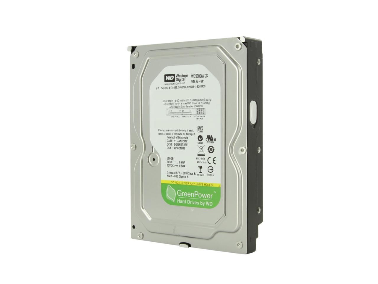 WD5000AVCS   500GB、SATA、ハードドライブ。