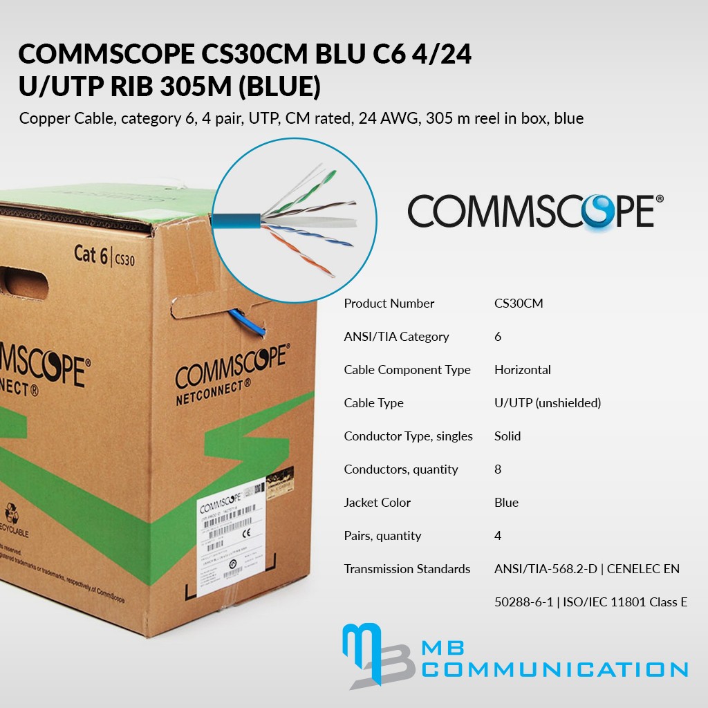 Commscope CS30CM BLU C6 4/24 U/UTP Price in Pakistan
