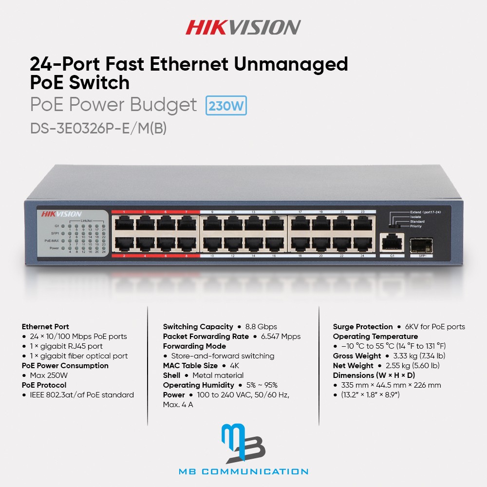 hikvision 24 port poe switch price
