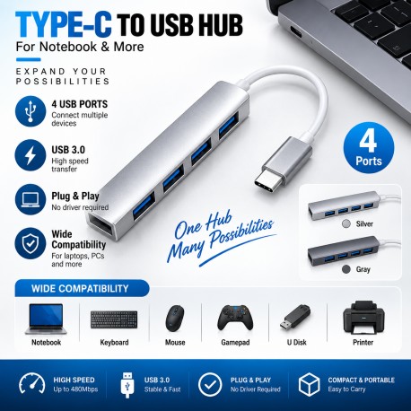 USB 3.0 Aluminum Hub - 4 Port